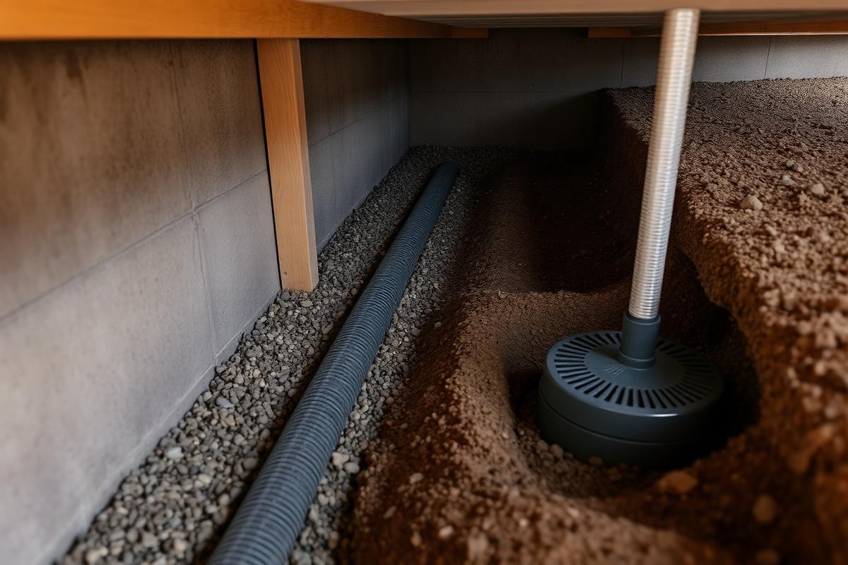 Drainage line and sump basin installed in a metro Atlanta crawl space